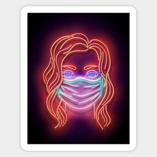 Glow Beautiful Girl with Face Mask Protective Sticker